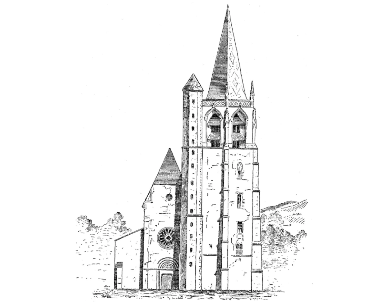 croquis clocher chapelle bénisson dieu