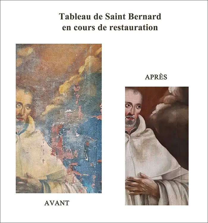 tableau saint bernard la benisson-dieu restauration avant apres